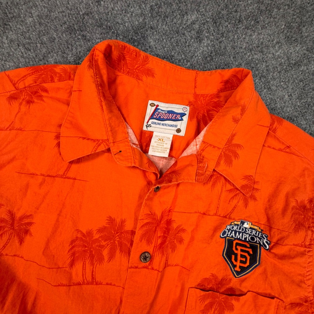 Reyn Spooner SF Giants World Series Champions Shirt Mens XL Orange Palm 0997